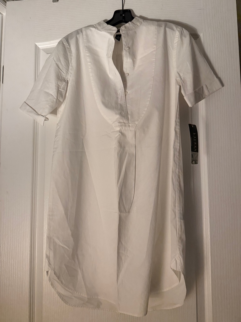 Ralph Lauren White Tunic Shirt Dress With Black Lauren Tag.